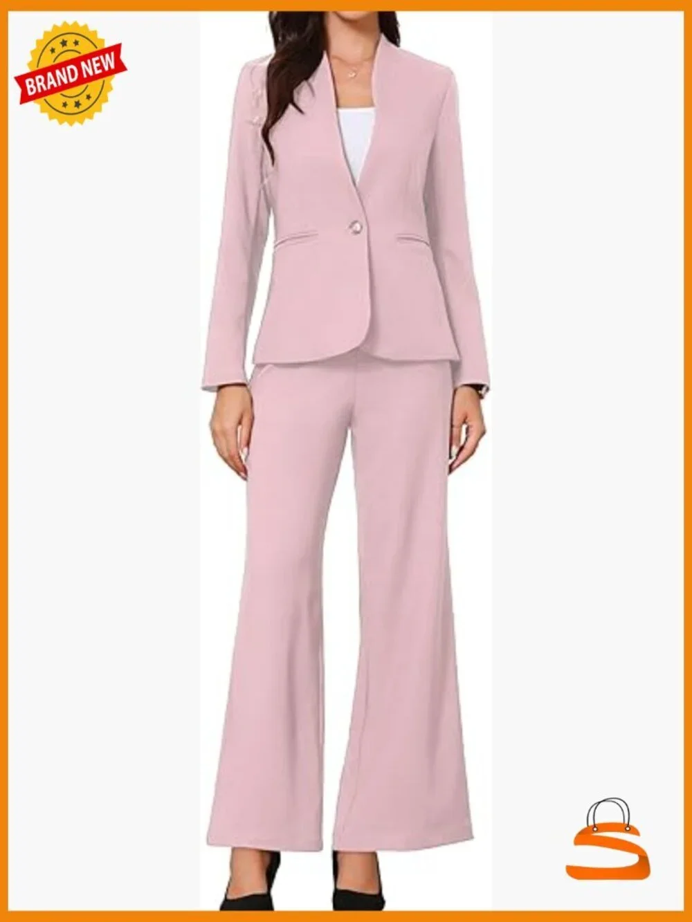 Women's 2-Piece Collarless Blazer & Pants Set Business Casual Outfit